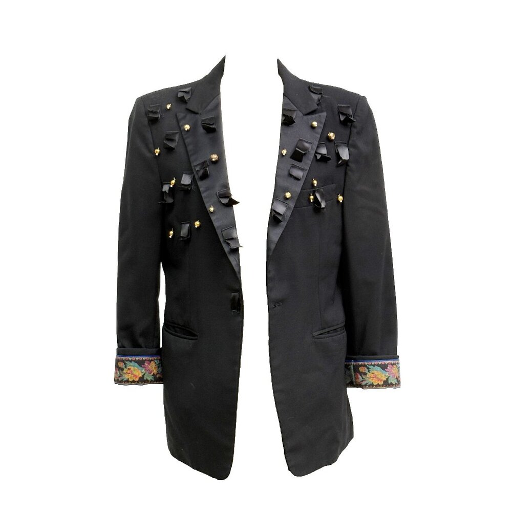 1980s SUM-ES Los Angeles Reworked Embellished Ribbon & Gold Bead Art Blazer Jack